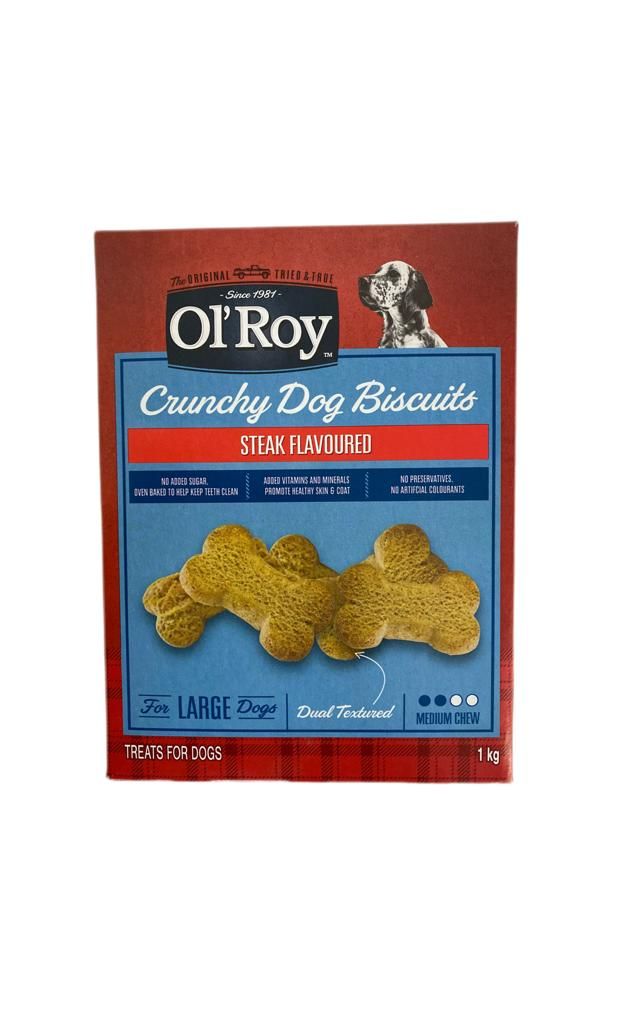 Ol 'Roy Crunchy Dog Biscuits Steak Flavoured For Large Dogs 2 x