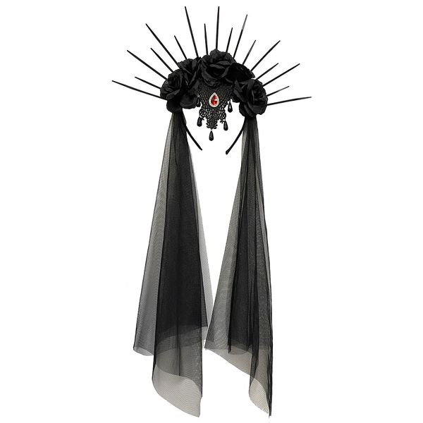 Halloween Veil Headband Cosplay Party Costume Headband Gothic Crown