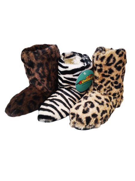 Kids Fluffy Sherpa Fleece Slipper Boots - 3 Pack - UK Junior 8 - 12