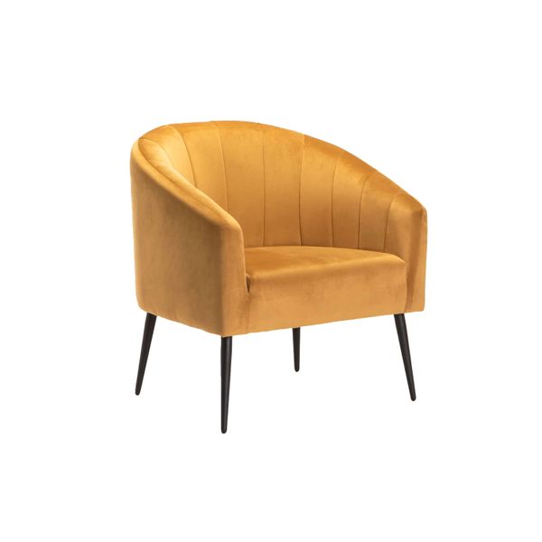Colt Velvet Chair - Black Leg - Mustard