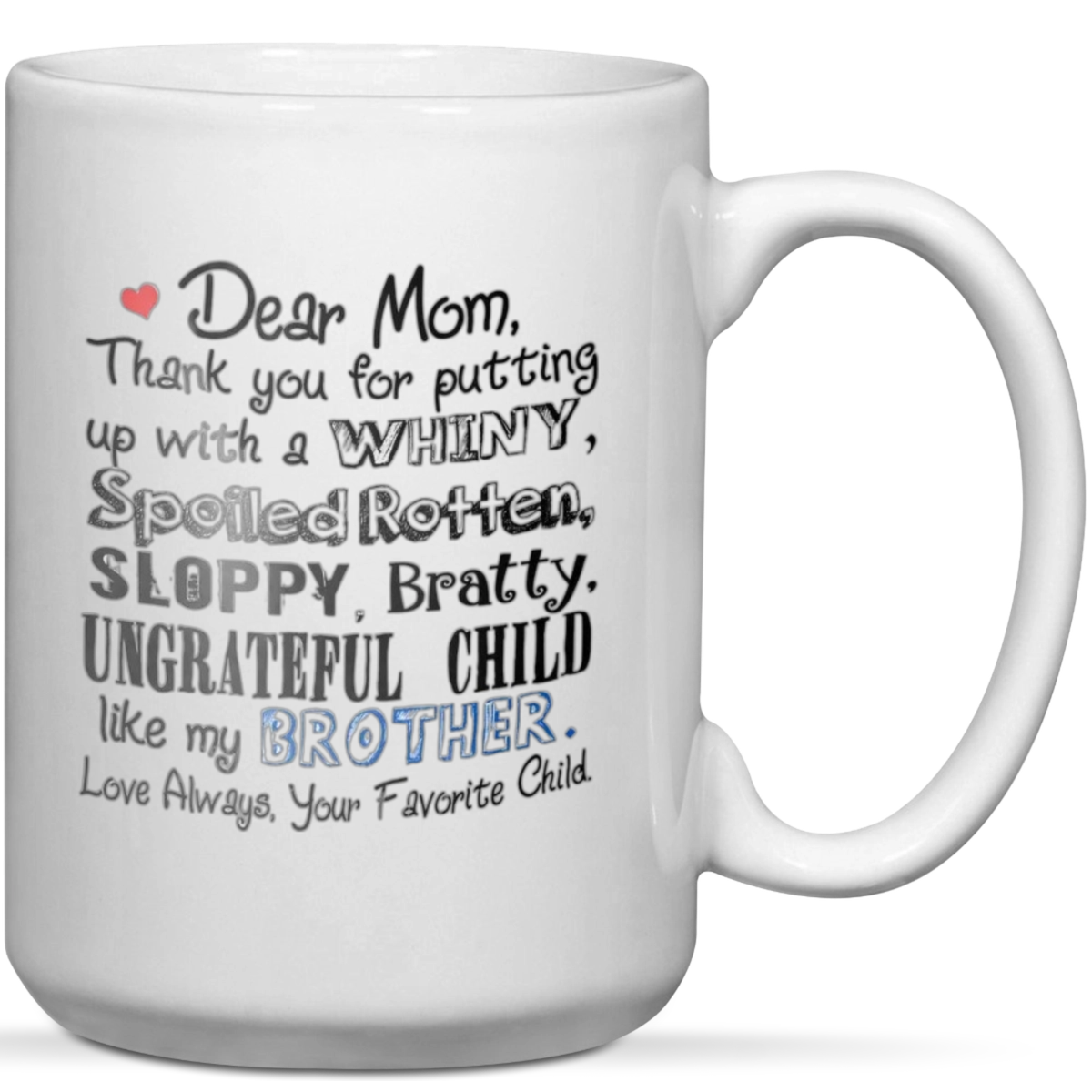 Sottobicchiere Umoristico Con Scritta In Inglese Per Mamma | Dear Mum Thanks 4 Putting Up With My Sibling, Regalo Divertente 9x9 Cm