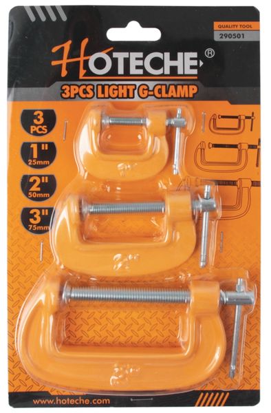 Hoteche 3 Piece Light Duty G Clamp Set