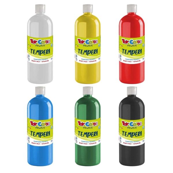 Toy Color - Superwashable Ready-Mix Tempera Paint for Kids - 6 x 1000ml