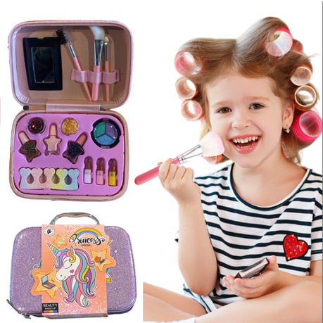 Kids Makeup Kit for Girl-Washable Makeup for Kids with Colorful Unicorn Bag