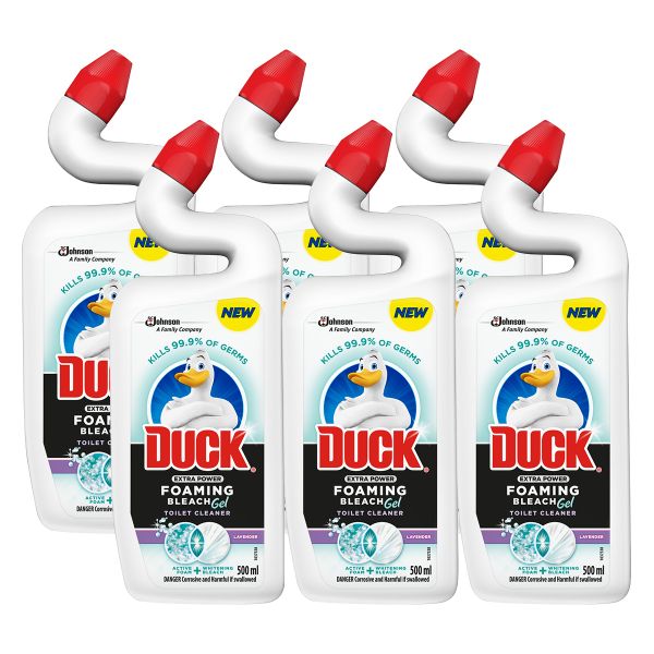 Duck Extra Power Foaming Bleach Toilet Cleaner Lavender - Shrink of 6x500ml