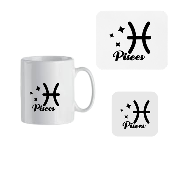 Mug, Coaster and Mouse Pad Combo - Pisces