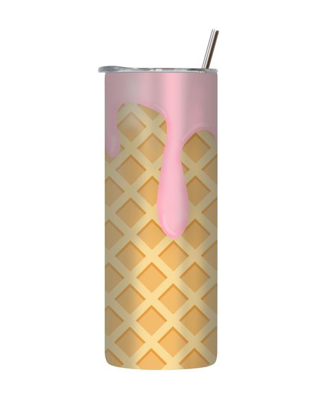 Light Pink 20 Oz Tumbler with Lid Straw Trendy Ice Cream Graphic Gift 218