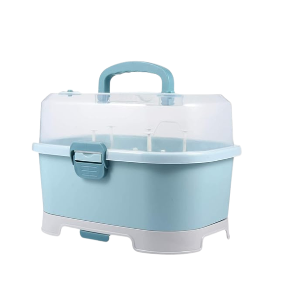 Bestby - 15L Baby Bottle Drying Rack Box with Drip Tray &amp; Dustproof Lid