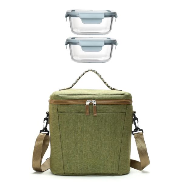 Thermal Insulated Cooler Bag + 2 x Glass Containers