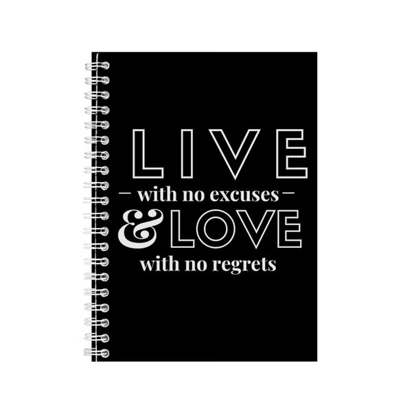 No Excuses A5 Notebook Spiral Lined Motivational Saying Graphic Notepad 186