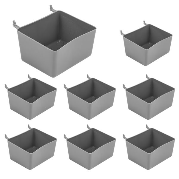 8 Pieces Pegboard Bins Kit Pegboard Parts Storage Pegboard (Grey)