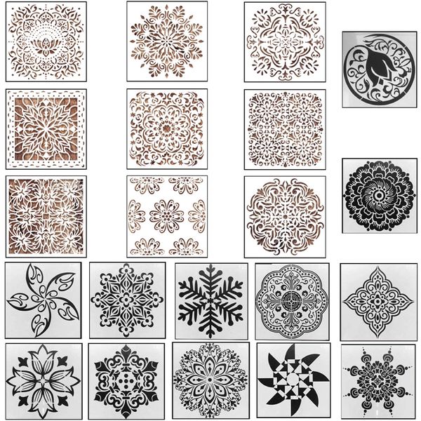 Craft Stationery Mandala &amp; Patterned Stencil Set of 21(13, 15.3cm )