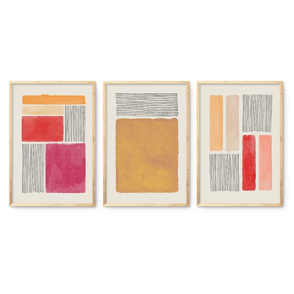 Cape Art Framed Canvas 3 Piece 40x60cm Color Block Collection