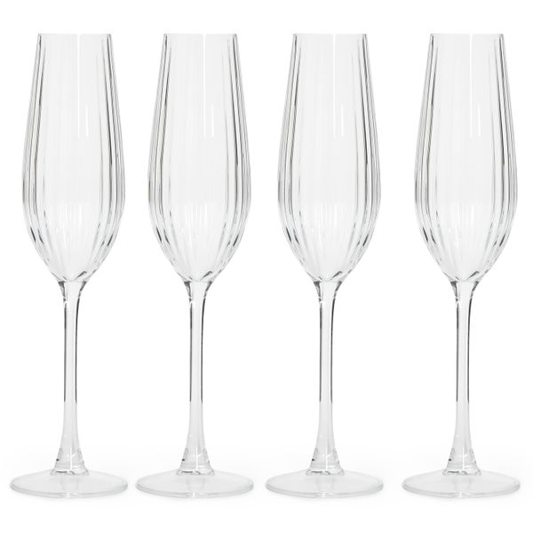 George &amp; Mason - Striata 4-pack Crystal Champagne Glasses - 250ml