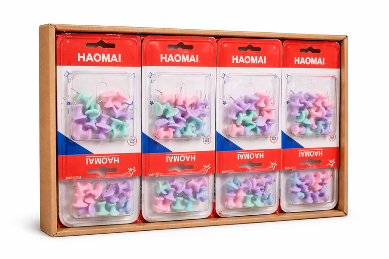 HAOMAI Pastel Push Pins - Assorted Colours Tacks (8 Pack)-24 x 8 Packs