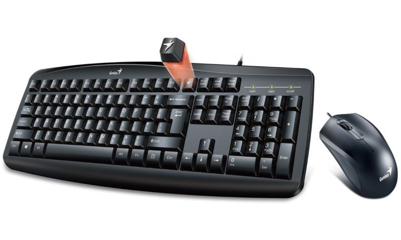 GENIUS KM200 Black Keyboard/Mouse USB Desktop Multimedia Combo