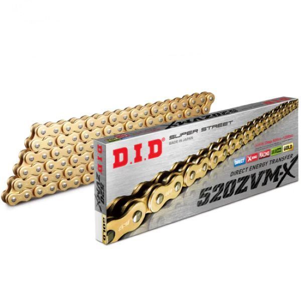 DID Chains 520 ZVMX X-Ring Gold 120 Link Rivet Link