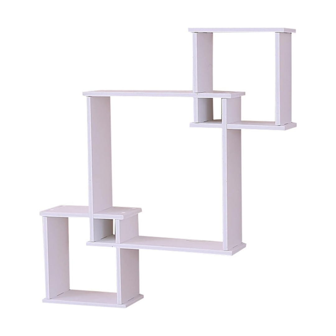 Square White Interlock Wall Mounted Shelves for home office decor-RA-115