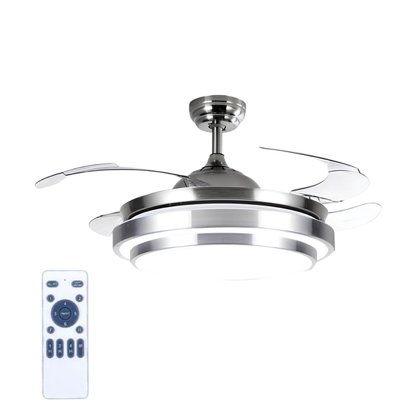 WHL&amp;E Silver Retractable Ceiling Fan with Light