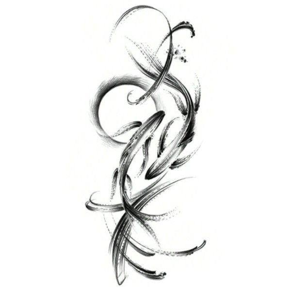 1 Piece - Temporary Tattoo With Brush Stroke Koi Fish Design - Black
