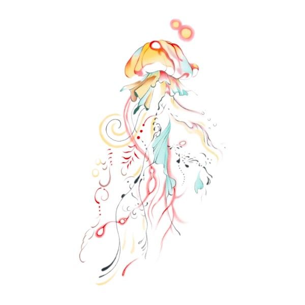Playful Jellyfish Artwork Temporary Tattoo Sheet - Colorful