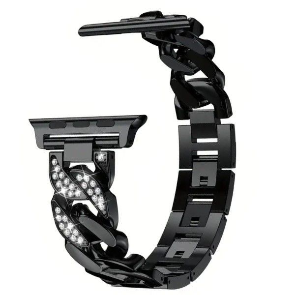 Glassy Diamante Watch Strap For Apple Watch - Black