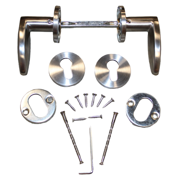 Stainless Steel Grade 304 Lever Handle On Rose - Pear Shape Escutcheons