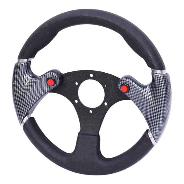 Universal F1 Design Steering Wheel Black - Carbon Fibre Look &amp; Horn Buttons