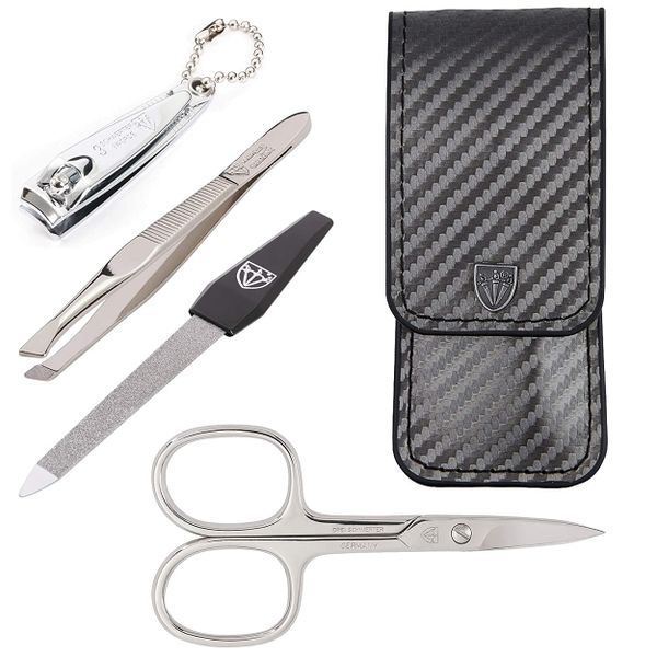 Kellermann 3 Swords Manicure Set 66777 F N Carbon Grey Faux Leather 4 Piece