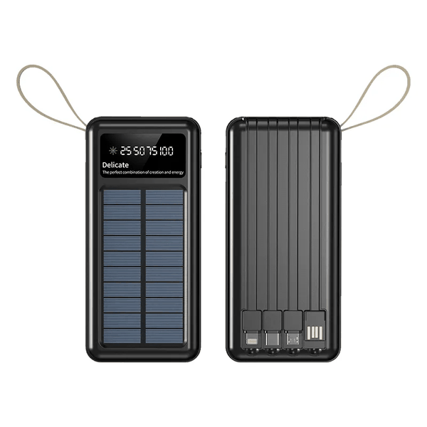 Super Nova Solar Rechargeable Power Bank -Built -In Wire