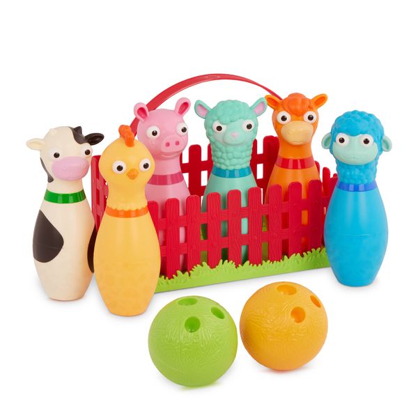 Battat Farm Bowling Set - Colorful Animal Pins &amp; Bowling Ball for Kids