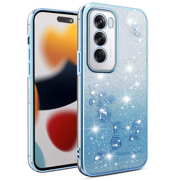 Phone Case Compatible With OPPO Reno 12 Pro Flowers Diamond Shining Cover
