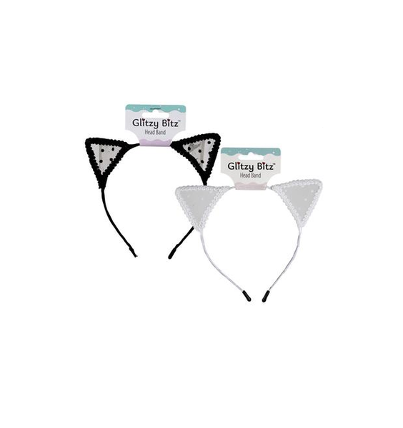Glitzy Bitz - Lace Cat Ears Alice Band x 2