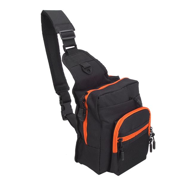 Fishing Tackle Crossbody Bag Compatible with Outdoor Sports (Black)