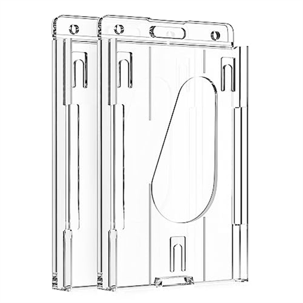2PCS Vertical Hard Plastic Badge Holder with Thumb Slot Design
