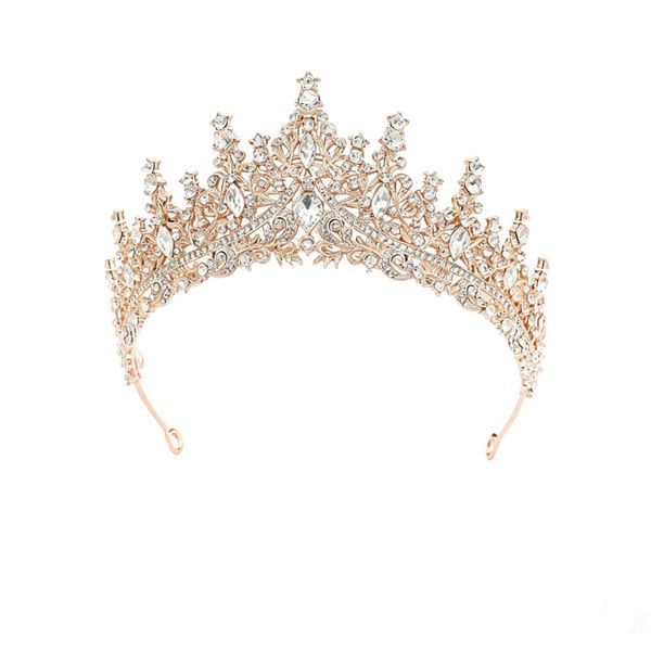 Princess Crown Birthday Queen Champagne Gold Crowns for Women Crystal
