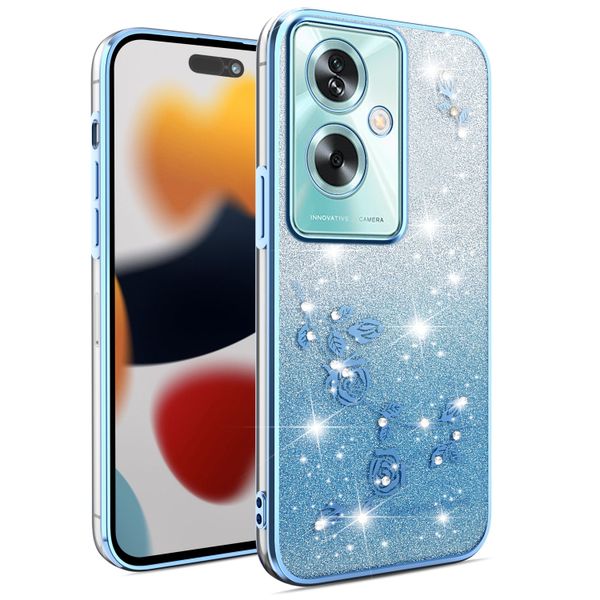 Phone Case Compatible With OPPO A79 5G Flowers Diamond Shining Cover
