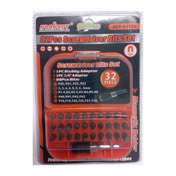 Screwdriver Bits Set with Adapter &amp; Case - 32 Piece