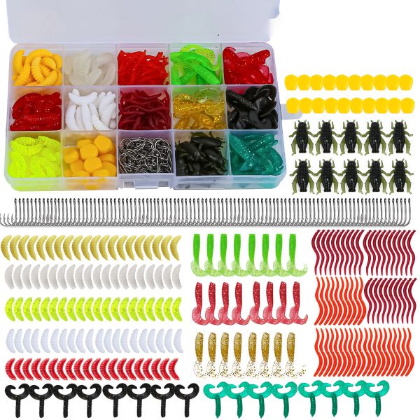 330PCS Lure Bait &amp; Accessory Kit - 15-Compartment Soft Lure Set