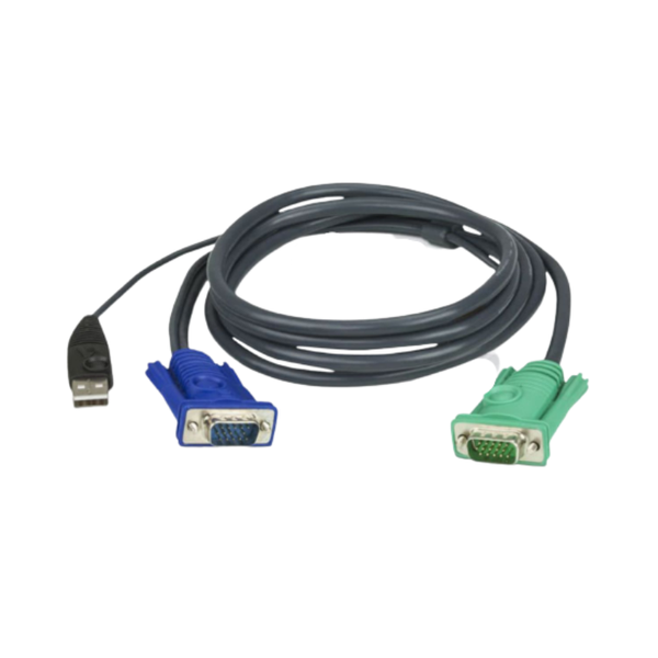 ATEN 3m USB KVM Cable VGA HD-15 to SPHD-15 - Black KVM Combo Cable