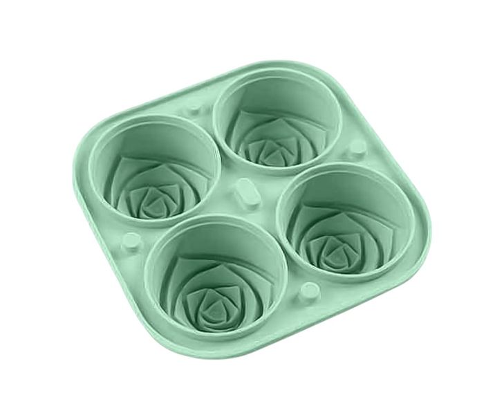 5cm - 3D Rose Shaped Ice Mold With 4 Holes - Green