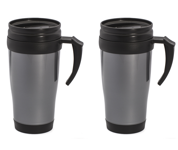 Blaumann 400ml Stylish Plastic Travel Mug - Carbon (Set of 2)