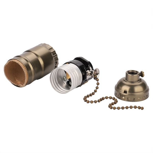 E27 Aluminum Vintage Light Socket with Pull Chain Desk Lamp, Bronze
