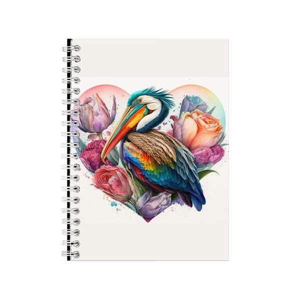 Stork 3 Watercolor Heart Notebook Animal Gift Idea Notepad Pad 118