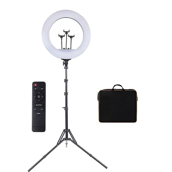 JB Luxx 21 Inch LED Dimmable Ring Light with 3 Phone Holders &amp; Tripod Stand