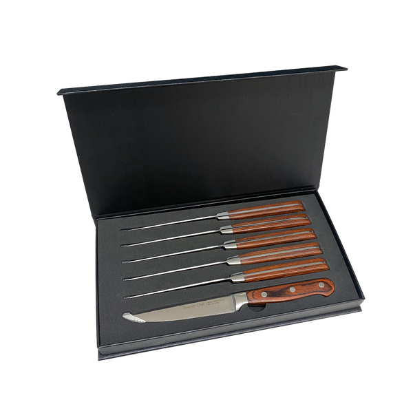 Snappy Chef Professional Steak Knife - 7 Piece Set with Block