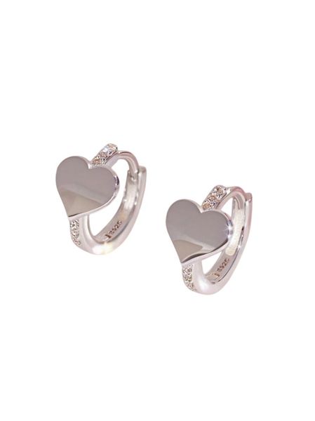 925 Sterling Silver Heart Shaped Earrings for Young Girls - Silver