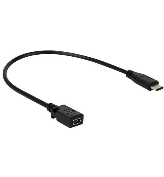 USB Mini Female to USB Type C Male Cable LeadCord Adapter Converter - 20cm