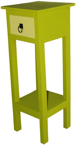 GC Juliet1 Tall Slim Accent Table with 1 Drawer &amp; Shelf Stand - Wood