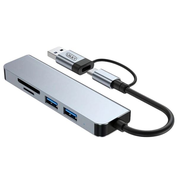 UKAY 5 in 1 USB 3.0 &amp; Type-C to USB 3.0, USB 2.0 &amp; SD/TF Hub Adapter
